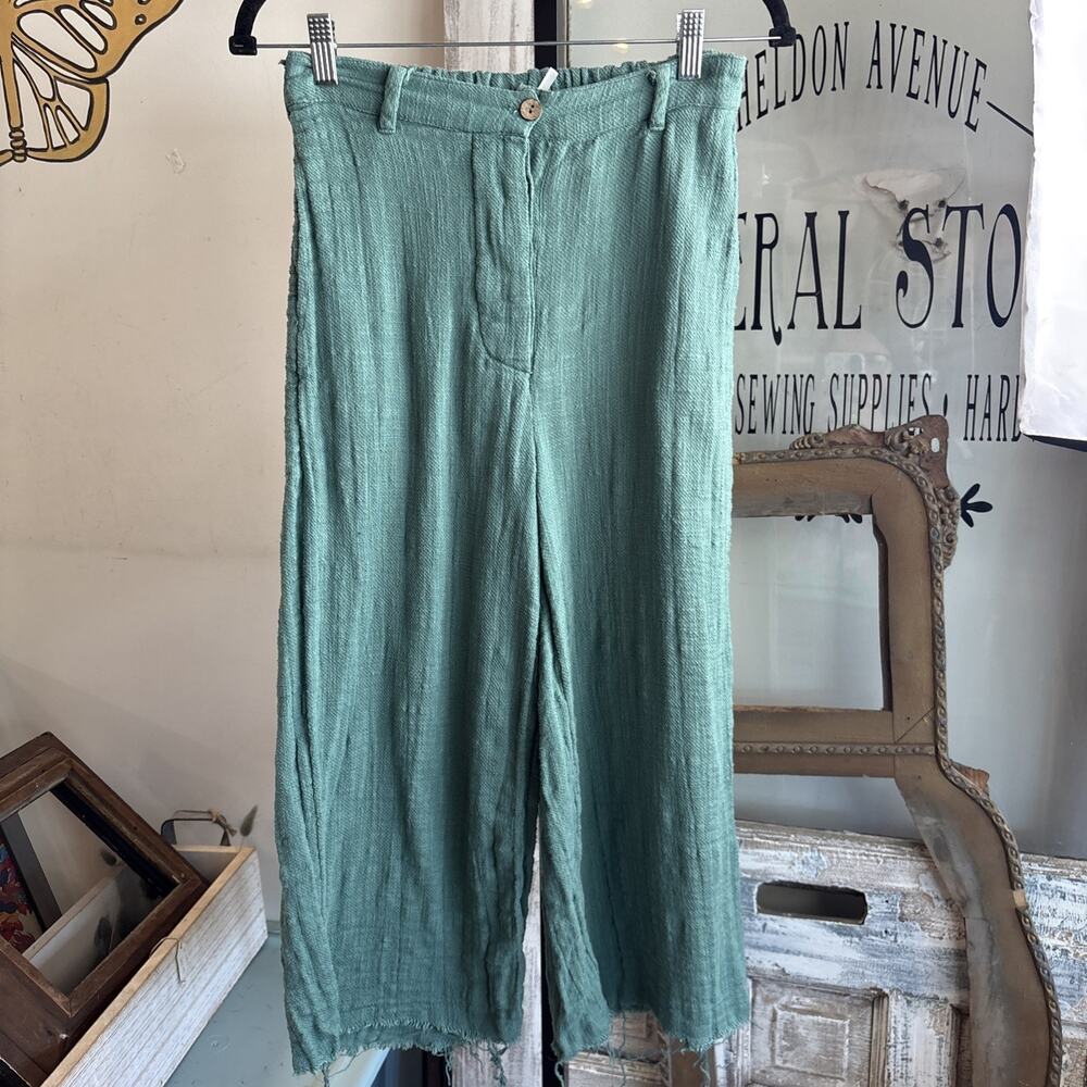 Free People Teal Cotton Pants Size Xs